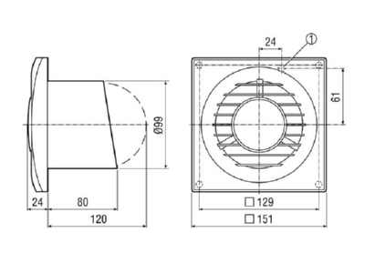Dimensional drawing Maico ECA piano Small room ventilator surface mounted