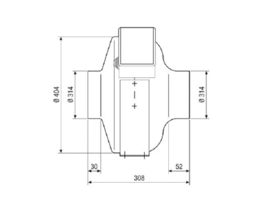 Dimensional drawing Maico ERR 31 1 EC Duct fan 315mm 1300m  h