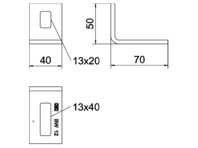 Mazeichnung OBO BW 12 FT Befestigungswinkel