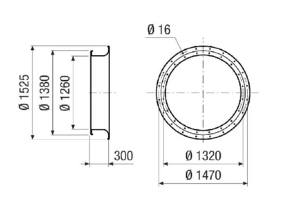 Dimensional drawing Maico ADI 125 for ventilator
