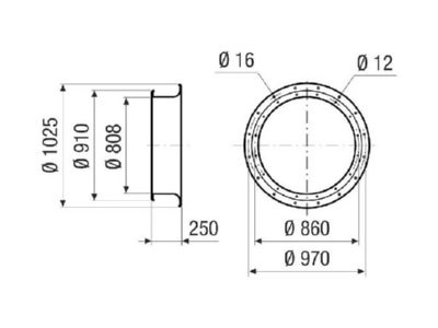 Dimensional drawing Maico ADI 80 for ventilator