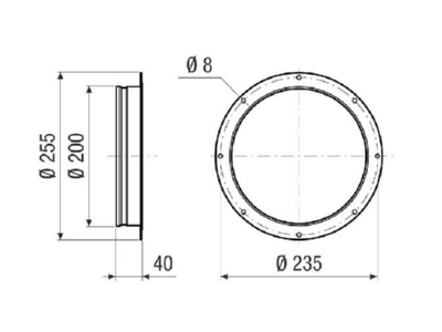 Dimensional drawing Maico ASI 20 for ventilator