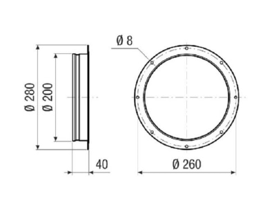 Dimensional drawing Maico ASI 22 for ventilator