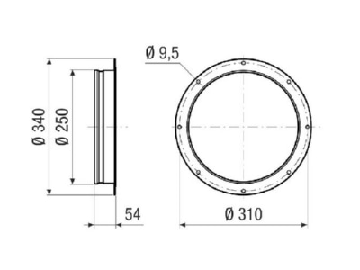 Dimensional drawing Maico ASI 28 for ventilator