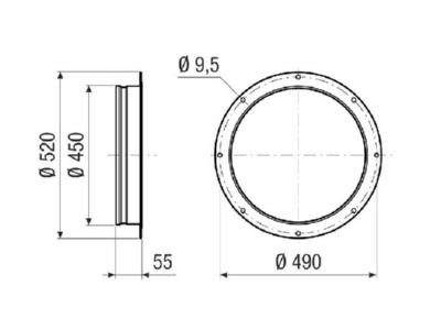 Dimensional drawing Maico ASI 45 for ventilator