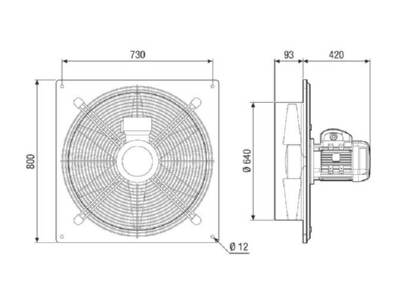 Dimensional drawing Maico DAQ 63 4 Ex Ex proof ventilator