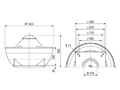 Dimensional drawing Maico DRD V 63 6 Ex Ex proof ventilator
