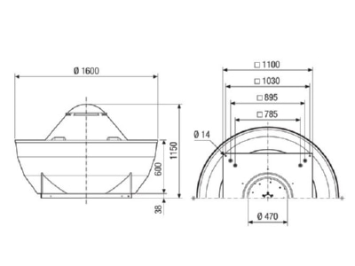 Dimensional drawing Maico DRD V 80 6 Ex Ex proof ventilator
