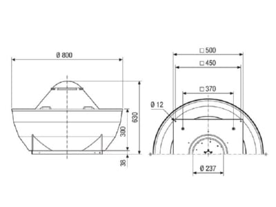 Dimensional drawing Maico ERD V 35 4 Ex Ex proof ventilator