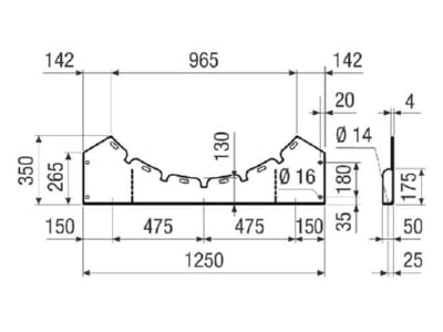 Dimensional drawing Maico FUI 125 for ventilator