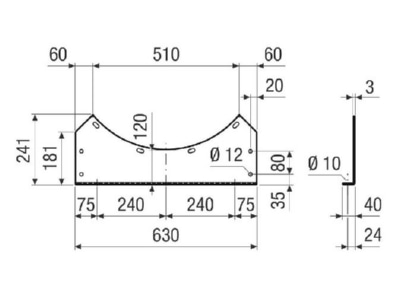 Dimensional drawing Maico FUI 63 for ventilator