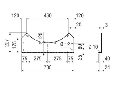 Dimensional drawing Maico FUI 71 for ventilator