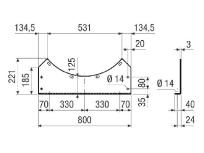 Dimensional drawing Maico FUI 80 for ventilator