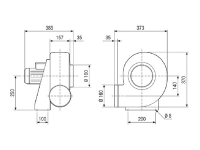 Dimensional drawing 1 Maico GRK R 20 2 D Ex Ex proof ventilator
