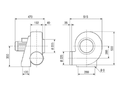 Dimensional drawing 1 Maico GRK R 28 2 D Ex Ex proof ventilator
