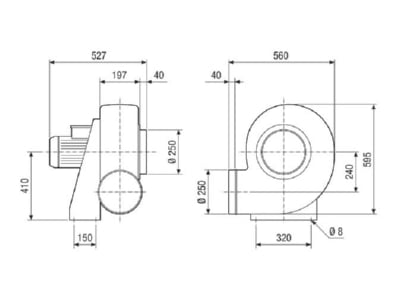 Dimensional drawing 1 Maico GRK R 31 2 D Ex Ex proof ventilator

