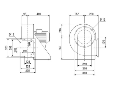 Dimensional drawing 1 Maico GRM HD 28 4 2 Ex Ex proof ventilator
