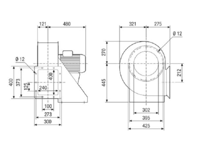 Dimensional drawing 2 Maico GRM HD 35 4 2 Ex Ex proof ventilator