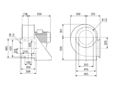 Dimensional drawing 1 Maico GRM HD 40 4 1 Ex Ex proof ventilator
