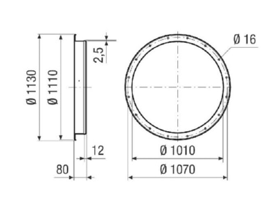 Dimensional drawing Maico GSI 100 for ventilator