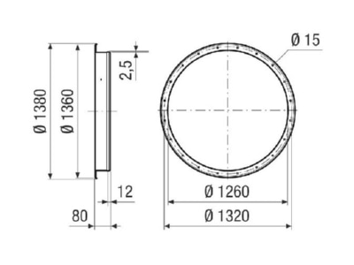 Dimensional drawing Maico GSI 125 for ventilator