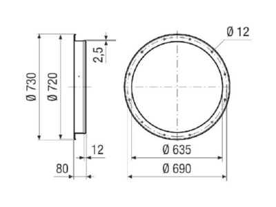 Dimensional drawing Maico GSI 63 for ventilator