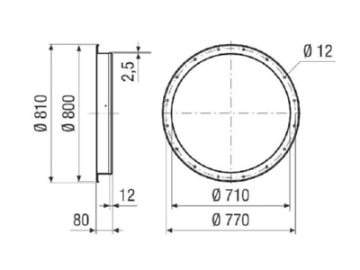 Dimensional drawing Maico GSI 71 for ventilator