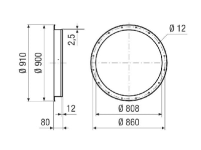 Dimensional drawing Maico GSI 80 for ventilator