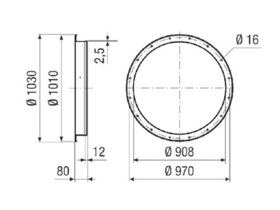 Dimensional drawing Maico GSI 90 for ventilator