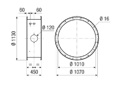 Dimensional drawing Maico GVI 100 Accessory for ventilator