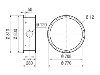 Dimensional drawing Maico GVI 71 Accessory for ventilator