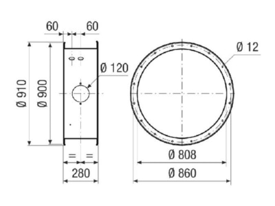 Dimensional drawing Maico GVI 80 Accessory for ventilator