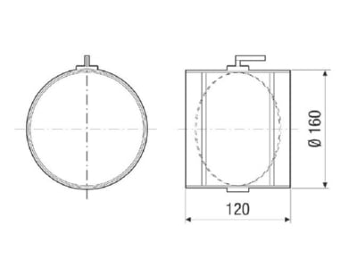 Dimensional drawing Maico MDKI 20 One bladed control valve  oval air duct