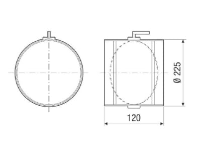 Dimensional drawing Maico MDKI 28 One bladed control valve  oval air duct