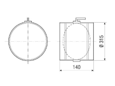 Dimensional drawing Maico MDKI 40 One bladed control valve  oval air duct