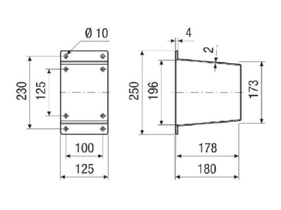 Dimensional drawing Maico MSI 16 18 Mounting bracket for ventilator