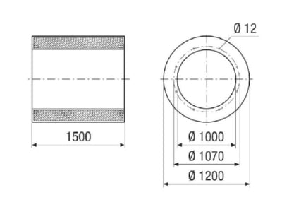 Dimensional drawing Maico RSI 100 1500 Sound absorber rectangular air duct