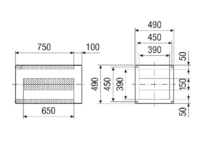 Dimensional drawing Maico SDI 35 Sound absorber rectangular air duct