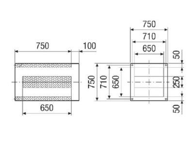 Dimensional drawing Maico SDI 50 56 Sound absorber rectangular air duct