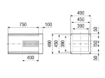 Dimensional drawing Maico SDVI 35 Sound absorber rectangular air duct