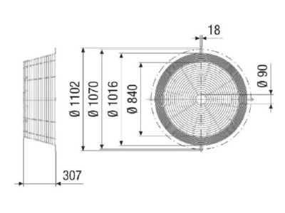 Dimensional drawing Maico SGCI 100 Protective grille for ventilator