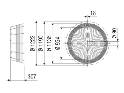 Dimensional drawing Maico SGCI 112 Protective grille for ventilator