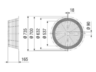 Dimensional drawing Maico SGCI 63 Protective grille for ventilator