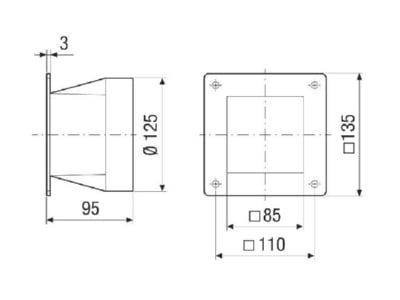 Dimensional drawing Maico URRI GR 12 Reducer air duct