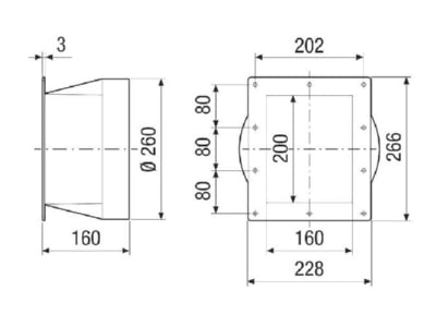 Dimensional drawing Maico URRI GR 20 Reducer air duct