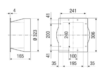 Dimensional drawing Maico URRI GR 25 Reducer air duct