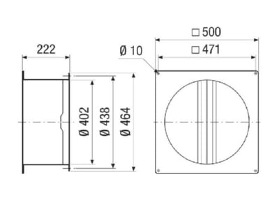 Dimensional drawing Maico VKRI 40 45 Faade louver