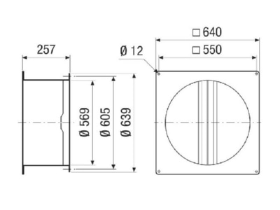 Dimensional drawing Maico VKRI 50 56 Faade louver