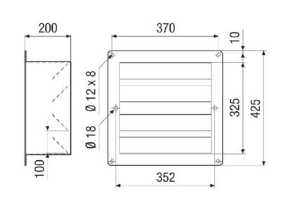 Dimensional drawing Maico VKRI HV 35 Faade louver