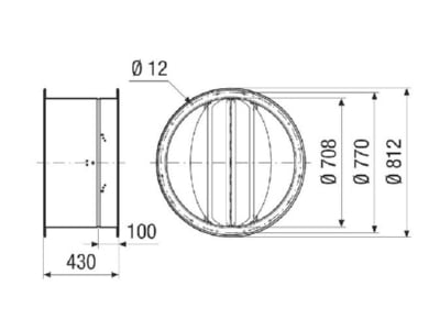 Dimensional drawing Maico VKRI R 71 Faade louver